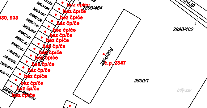 Předměstí 2347, Opava na parcele st. 2890/298 v KÚ Opava-Předměstí, Katastrální mapa
