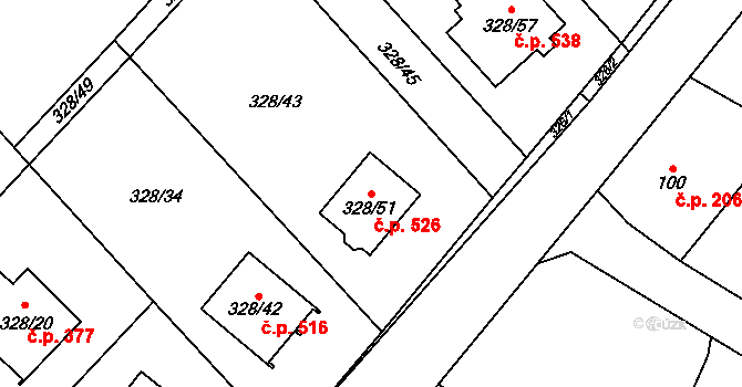 Krmelín 526 na parcele st. 328/51 v KÚ Krmelín, Katastrální mapa