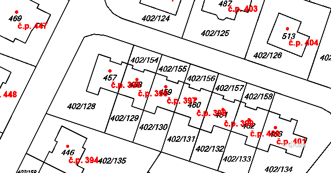 Zvole 397 na parcele st. 459 v KÚ Zvole u Prahy, Katastrální mapa