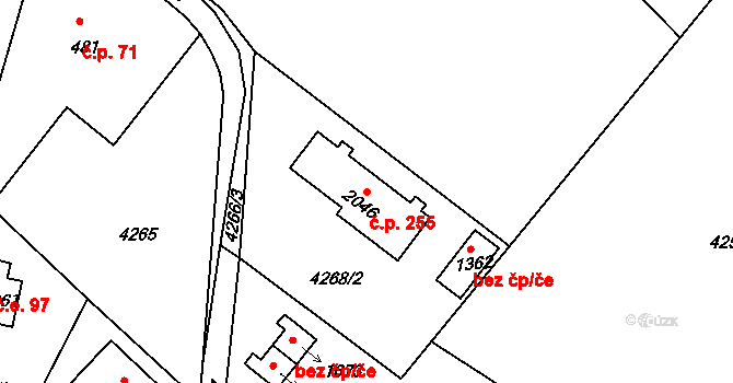 Chrást nad Sázavou 255, Týnec nad Sázavou na parcele st. 2046 v KÚ Týnec nad Sázavou, Katastrální mapa