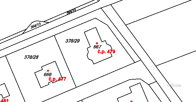 Rokytnice 479 na parcele st. 667 v KÚ Rokytnice u Přerova, Katastrální mapa