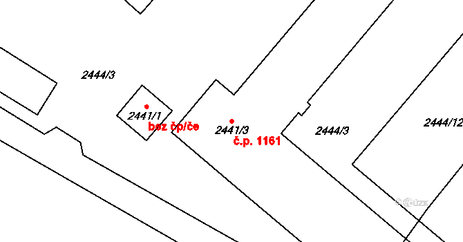 Šunychl 1161, Bohumín na parcele st. 2441/3 v KÚ Nový Bohumín, Katastrální mapa