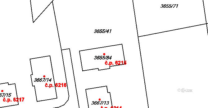 Poruba 6215, Ostrava na parcele st. 3655/84 v KÚ Poruba-sever, Katastrální mapa