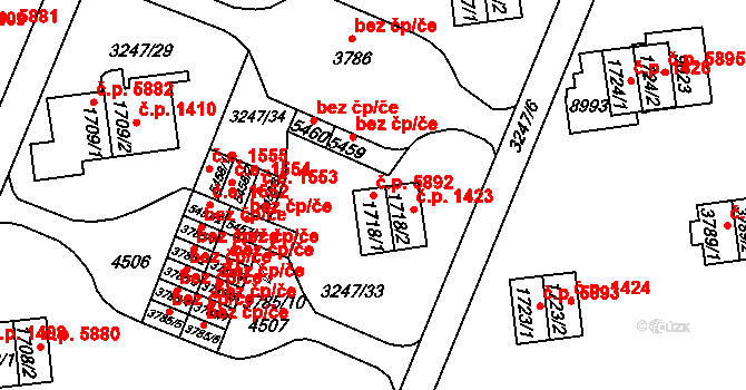 Zlín 5892 na parcele st. 1718/1 v KÚ Zlín, Katastrální mapa
