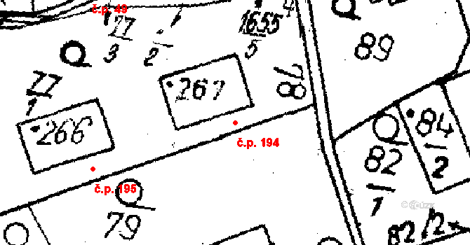 Dešenice 194 na parcele st. 267 v KÚ Dešenice, Katastrální mapa