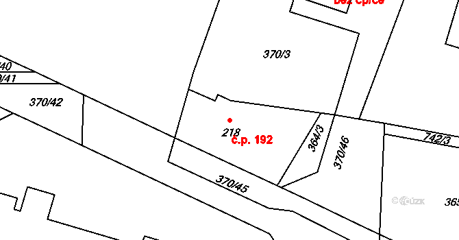 Sedlec 192, Sedlec-Prčice na parcele st. 218 v KÚ Sedlec u Votic, Katastrální mapa