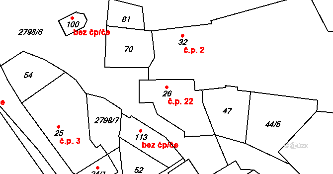 Níkovice 22, Hrejkovice na parcele st. 26 v KÚ Níkovice, Katastrální mapa