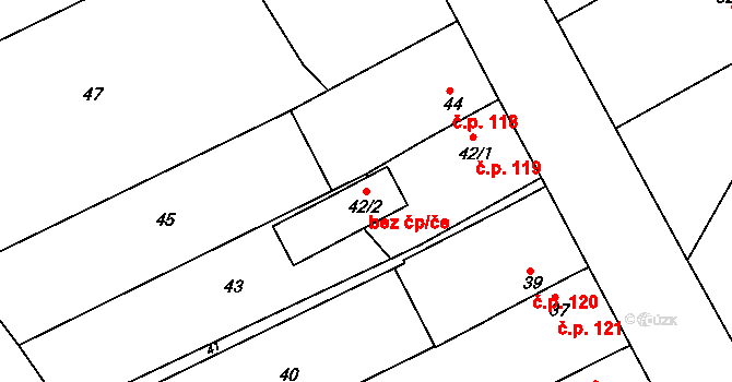 Hlízov 38258064 na parcele st. 42/2 v KÚ Hlízov, Katastrální mapa