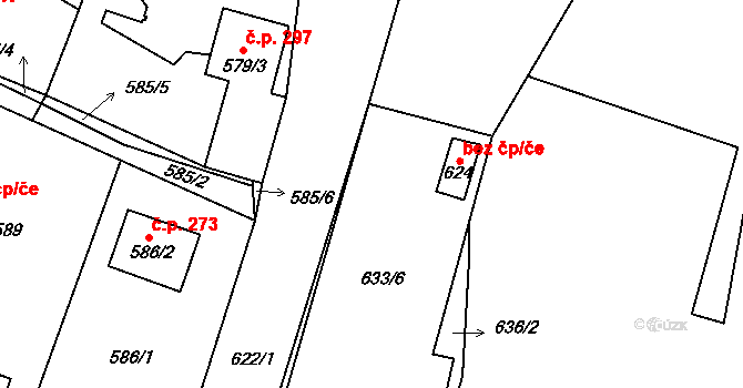Kozolupy 39630064 na parcele st. 624 v KÚ Kozolupy u Plzně, Katastrální mapa