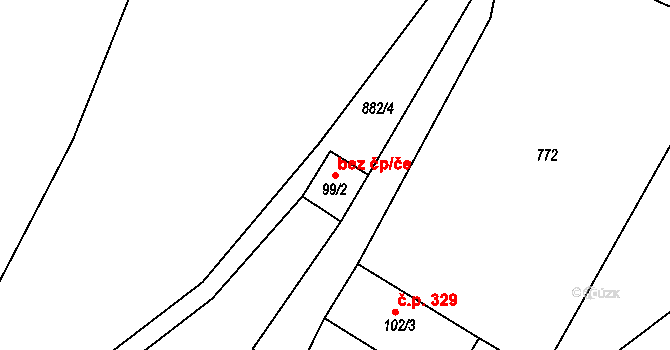 Karlštejn 40572064 na parcele st. 99/2 v KÚ Poučník, Katastrální mapa