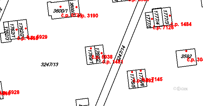 Zlín 1481 na parcele st. 1769/2 v KÚ Zlín, Katastrální mapa