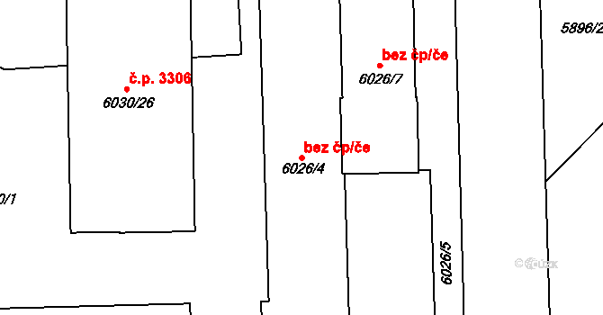 Přerov 43847064 na parcele st. 6026/4 v KÚ Přerov, Katastrální mapa