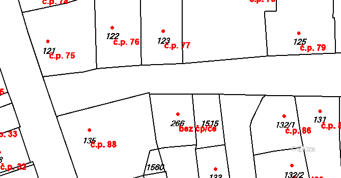 Blovice 46231064 na parcele st. 266 v KÚ Blovice, Katastrální mapa