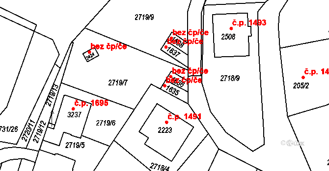 Moravské Budějovice 46555064 na parcele st. 1635 v KÚ Moravské Budějovice, Katastrální mapa