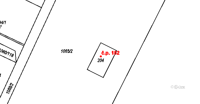 Troubky-Zdislavice 47336064 na parcele st. 204 v KÚ Troubky, Katastrální mapa