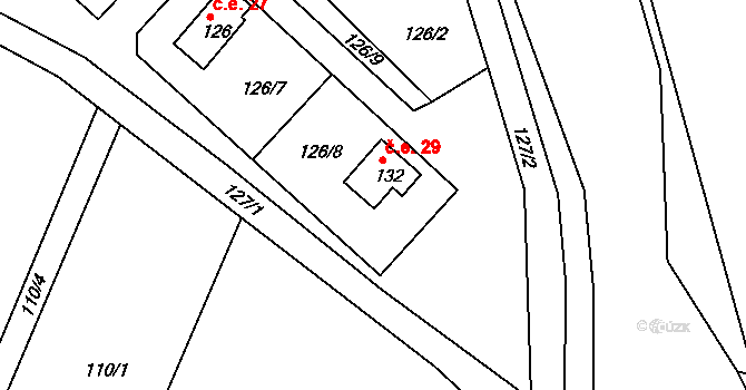 Cítkov 29, Vápenný Podol na parcele st. 132 v KÚ Cítkov, Katastrální mapa