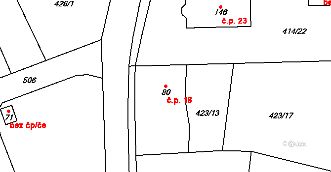 Nákle 18, Klešice na parcele st. 80 v KÚ Klešice, Katastrální mapa