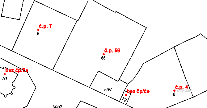 Vejvanovice 56 na parcele st. 66 v KÚ Vejvanovice, Katastrální mapa