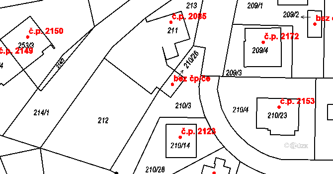 České Budějovice 53793064 na parcele st. 210/26 v KÚ Haklovy Dvory, Katastrální mapa