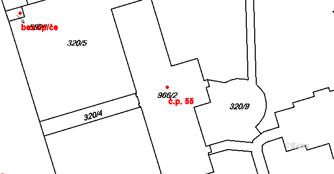 Václavské Předměstí 55, Písek na parcele st. 966/2 v KÚ Písek, Katastrální mapa