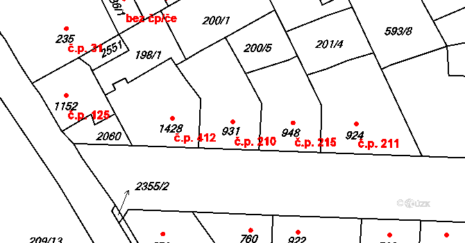 Beroun-Závodí 210, Beroun na parcele st. 931 v KÚ Beroun, Katastrální mapa