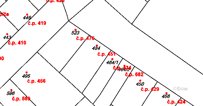 Kostelec nad Labem 451 na parcele st. 484 v KÚ Kostelec nad Labem, Katastrální mapa