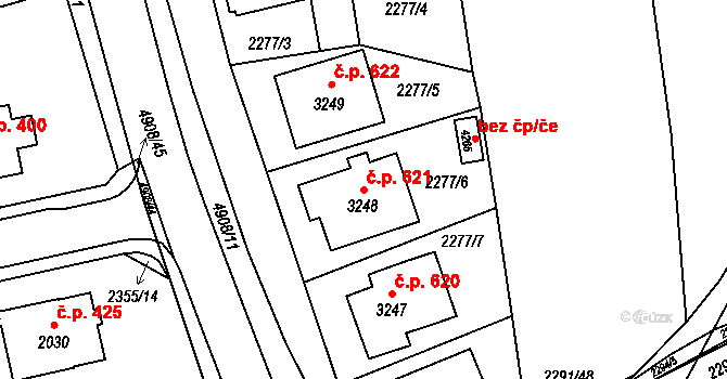 Týnské Předměstí 621, Domažlice na parcele st. 3248 v KÚ Domažlice, Katastrální mapa