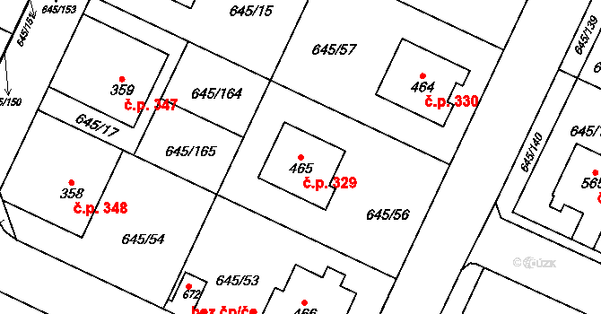 Krčín 329, Nové Město nad Metují na parcele st. 465 v KÚ Krčín, Katastrální mapa