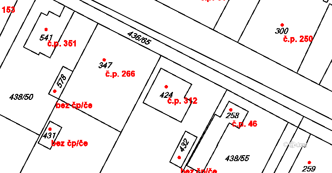 Opatovice nad Labem 312 na parcele st. 424 v KÚ Opatovice nad Labem, Katastrální mapa