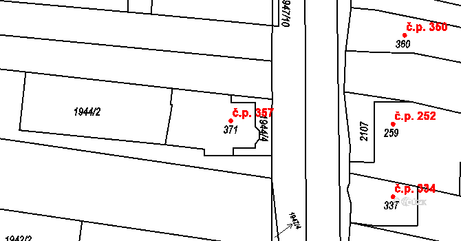 Svitávka 357 na parcele st. 371 v KÚ Svitávka, Katastrální mapa