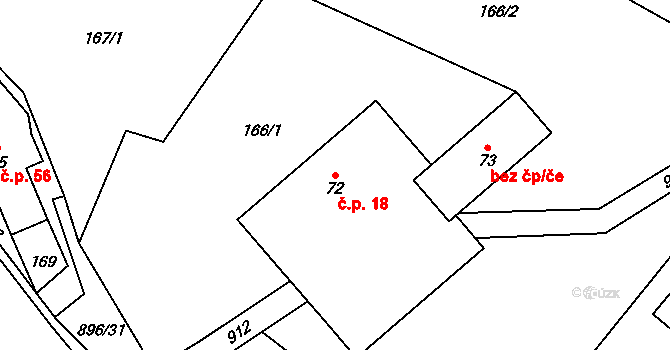 Řepová 18, Mohelnice na parcele st. 72 v KÚ Řepová, Katastrální mapa