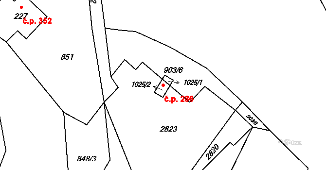 Skalice u České Lípy 286 na parcele st. 1025/2 v KÚ Skalice u České Lípy, Katastrální mapa