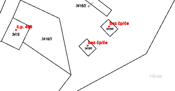 Rumburk 1 613, Rumburk na parcele st. 3418/5 v KÚ Rumburk, Katastrální mapa
