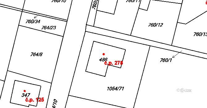 Ejpovice 278 na parcele st. 486 v KÚ Ejpovice, Katastrální mapa