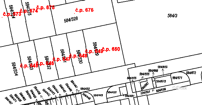 Dolní Měcholupy 650, Praha na parcele st. 584/329 v KÚ Dolní Měcholupy, Katastrální mapa