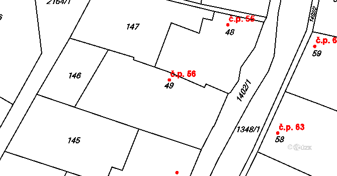 Ochoz 56 na parcele st. 49 v KÚ Ochoz u Konice, Katastrální mapa