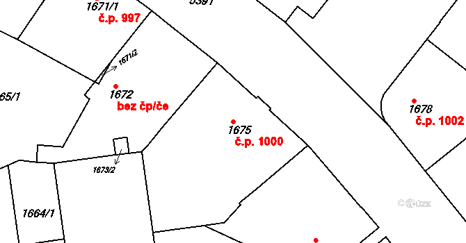 Znojmo 1000 na parcele st. 1675 v KÚ Znojmo-město, Katastrální mapa
