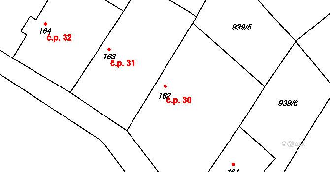 Onšovec 30, Horka II na parcele st. 162 v KÚ Horka nad Sázavou, Katastrální mapa