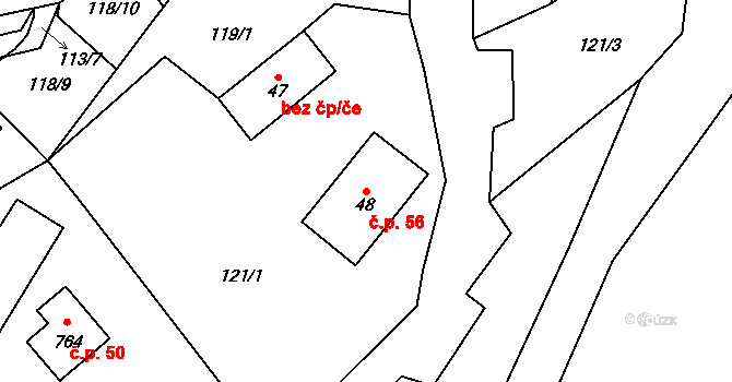 Janov nad Nisou 56 na parcele st. 48 v KÚ Janov nad Nisou, Katastrální mapa