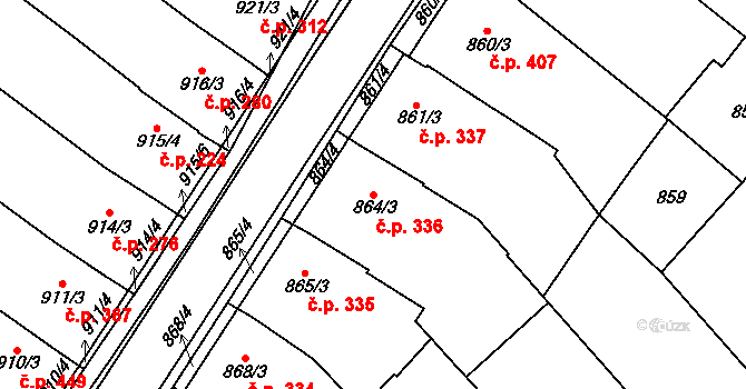 Svatobořice 336, Svatobořice-Mistřín na parcele st. 864/3 v KÚ Svatobořice, Katastrální mapa