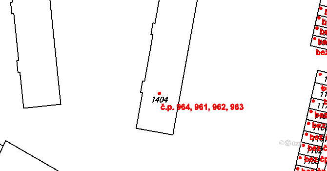 Polná 961,962,963,964 na parcele st. 1404 v KÚ Polná, Katastrální mapa