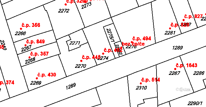 Kročehlavy 462, Kladno na parcele st. 2274 v KÚ Kročehlavy, Katastrální mapa