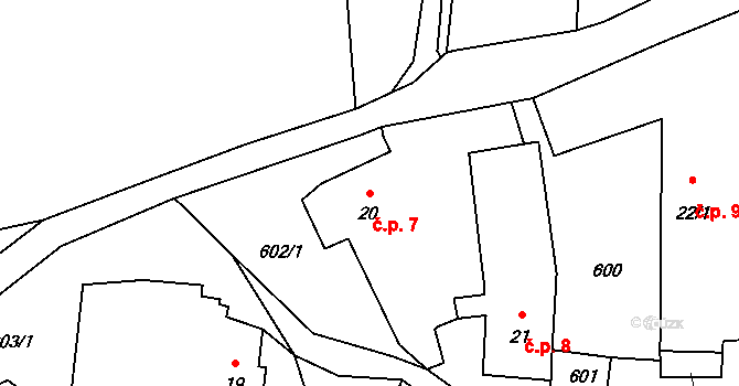 Lovětín 7, Jarošov nad Nežárkou na parcele st. 20 v KÚ Lovětín, Katastrální mapa
