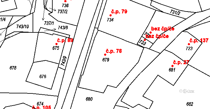 Zaječov 78 na parcele st. 679 v KÚ Zaječov, Katastrální mapa