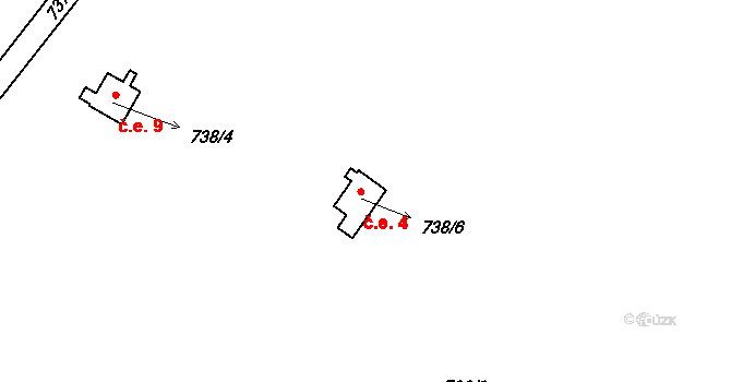 Libečov 4, Chyňava na parcele st. 738/6 v KÚ Libečov, Katastrální mapa