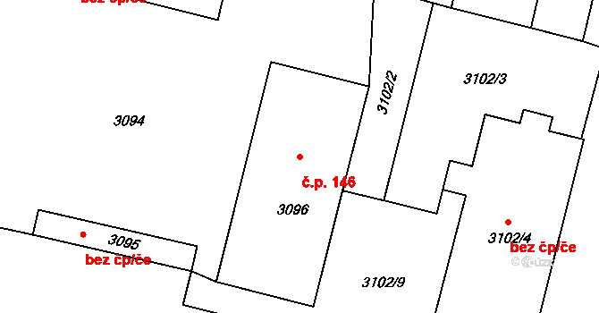 Mimoň I 146, Mimoň na parcele st. 3096 v KÚ Mimoň, Katastrální mapa