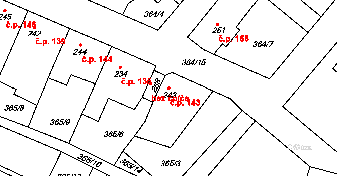 Dolánky nad Ohří 143 na parcele st. 243 v KÚ Dolánky nad Ohří, Katastrální mapa