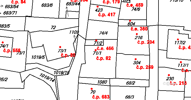 Bohosudov 82, Krupka na parcele st. 71/1 v KÚ Bohosudov, Katastrální mapa