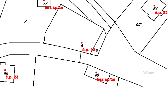 Plešice 10, Třebenice na parcele st. 6 v KÚ Plešice, Katastrální mapa