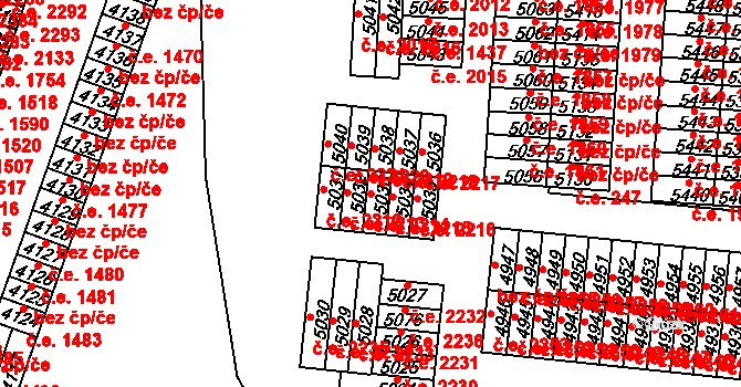 Cheb 2214 na parcele st. 5033 v KÚ Cheb, Katastrální mapa